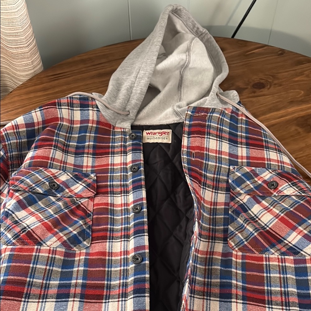 Wrangler Plaid Hooded Shirt Jacket